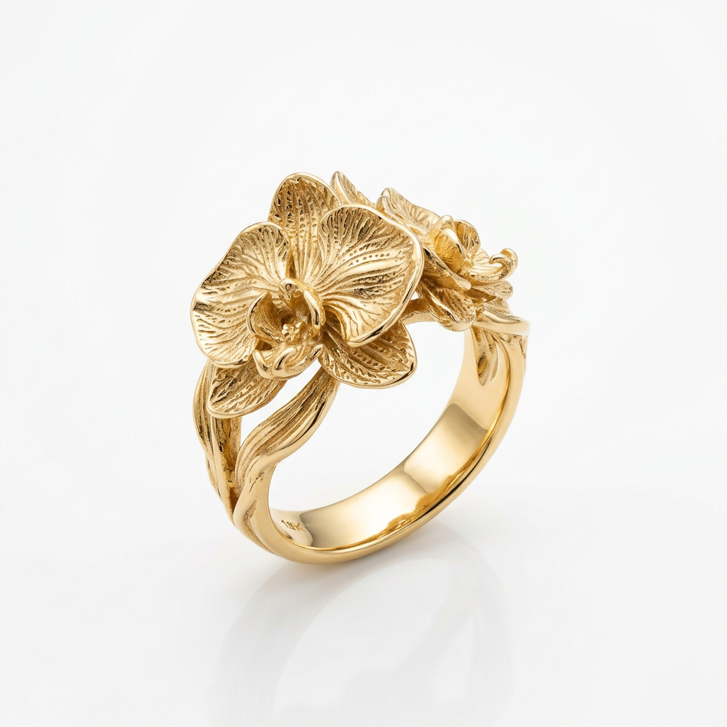 Golden Orchid Ring
